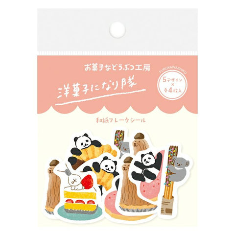 Furukawa Paper Flake Stickers - Sweets Animal Workshop - Western Sweets