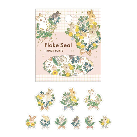 Papier Platz x Moriyama Motoko Flake Stickers - Bunnies and Flowers