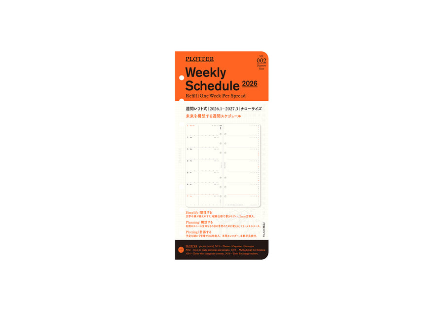 PLOTTER Schedule Refill 2026 - Weekly - Narrow Size
