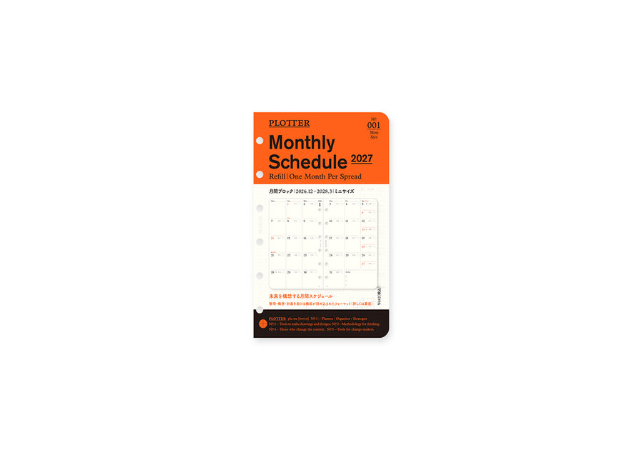 PLOTTER Schedule Refill 2027 - Monthly - Mini Size