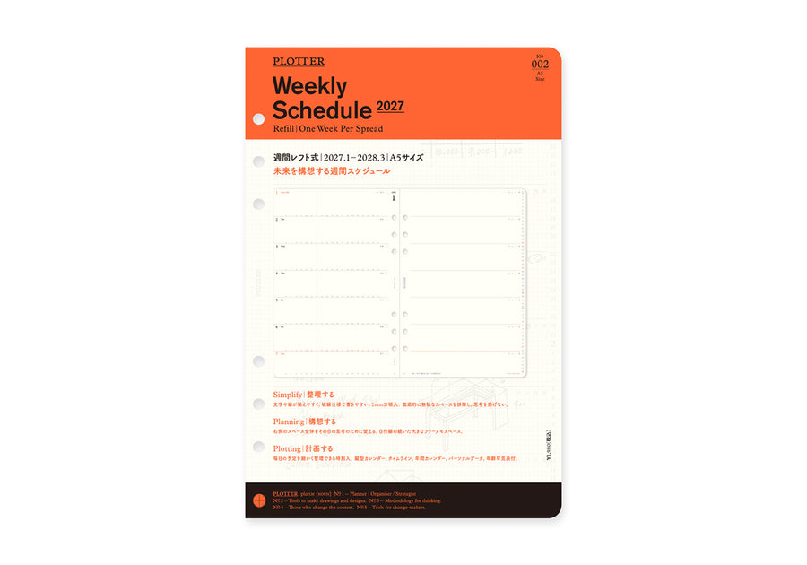 PLOTTER Schedule Refill 2027 - Weekly - A5 Size