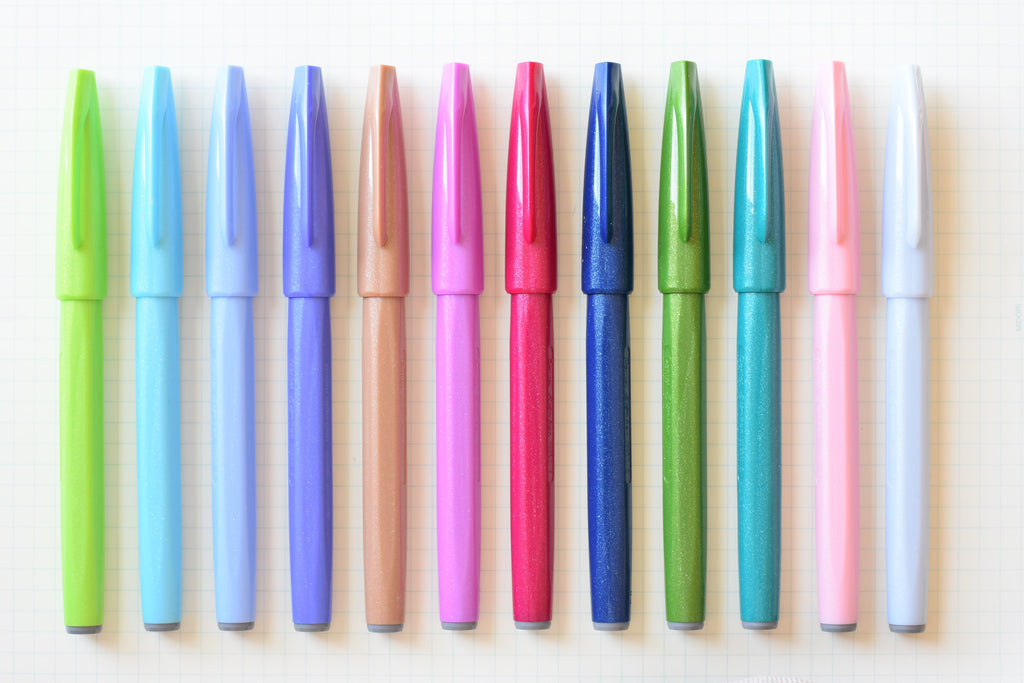 24 Colors New Pentel Fude Touch Brush Sign Pen 24 Colors BOX SET _12  Original Colors 12 Pastel Colors -  Hong Kong