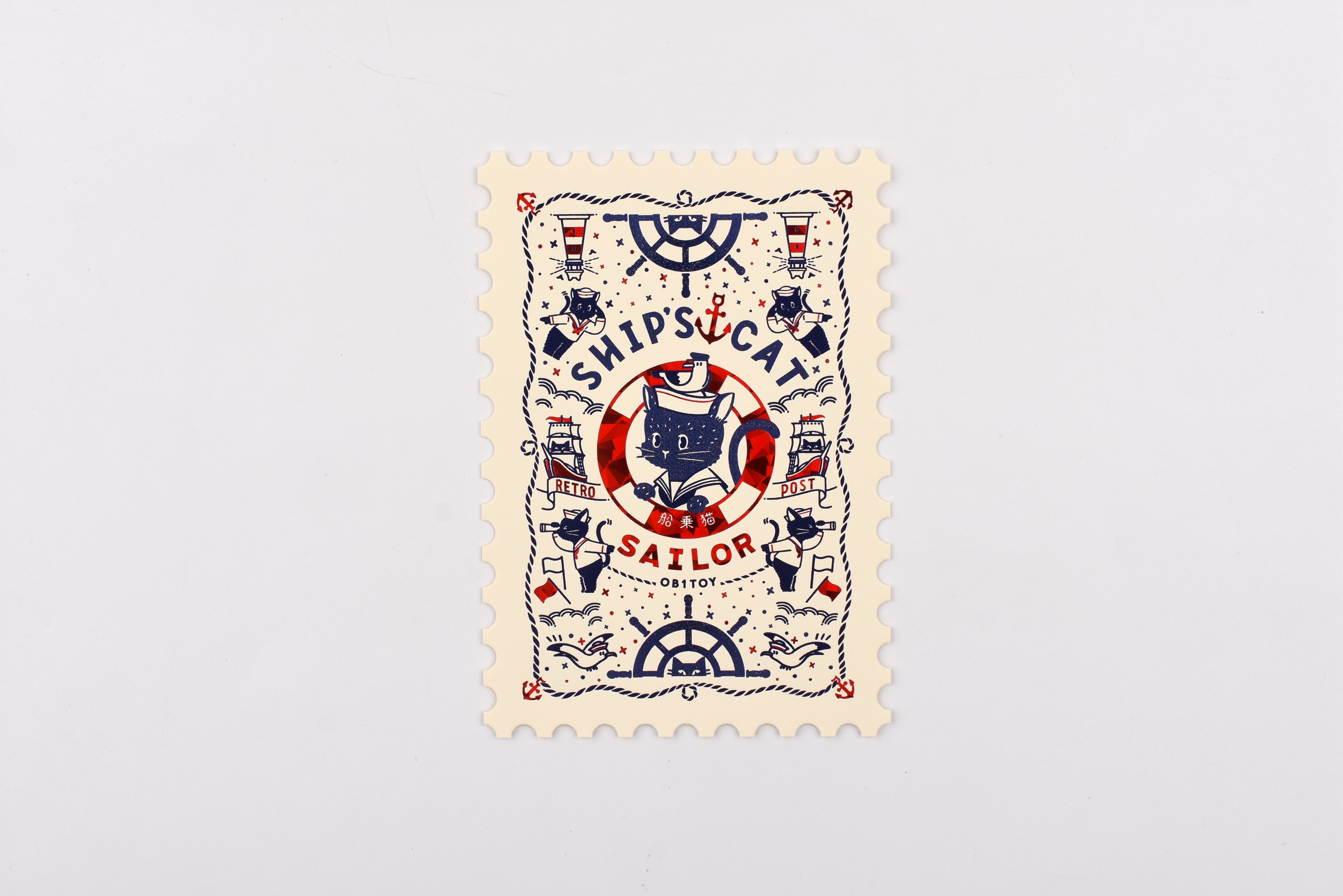 ROKKAKU x Ob1 Postcard - Ship's Cat – Yoseka Stationery