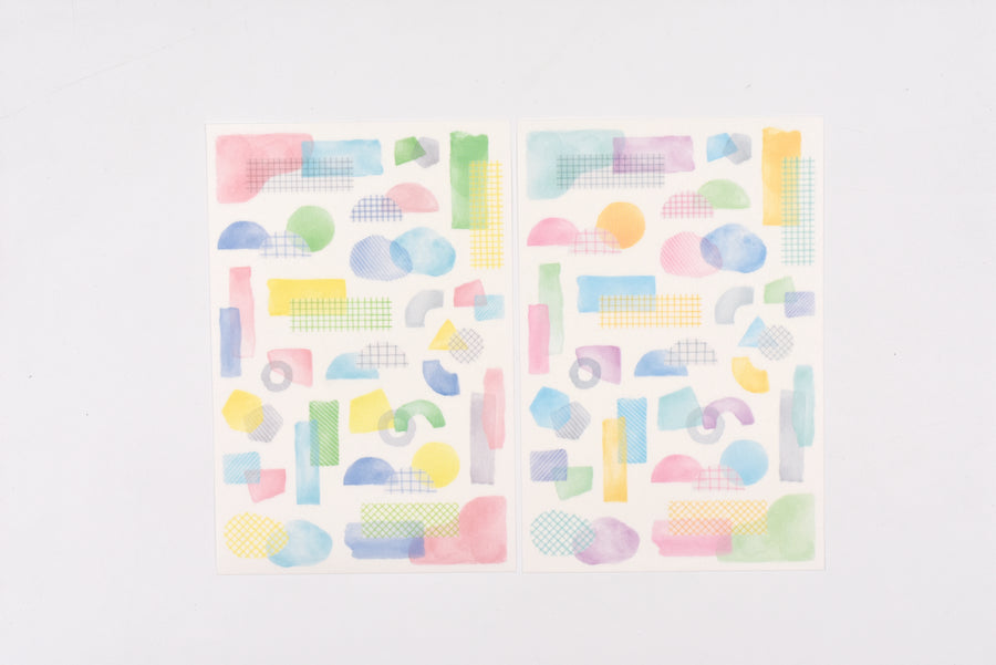 Yuru Log 2 Sheets Sticker - Collage Watercolor Motif