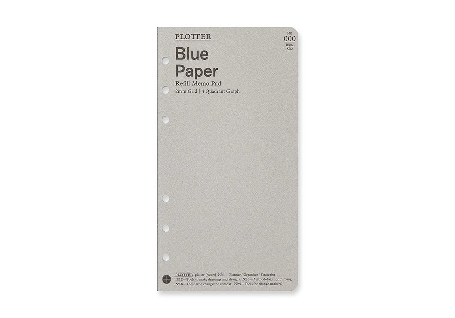 PLOTTER Refill Memo Pad - 2mm Grid Quadrant Blue Paper - Bible Size - US Exclusive