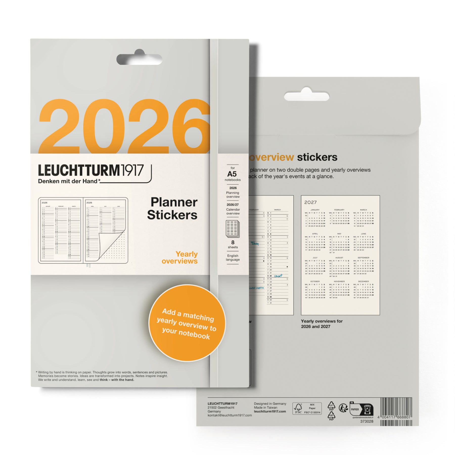 Agenda Semainier Leuchtturm1917 2026 A5 Citron - Anglais - Semaine Sur 2 Pages
