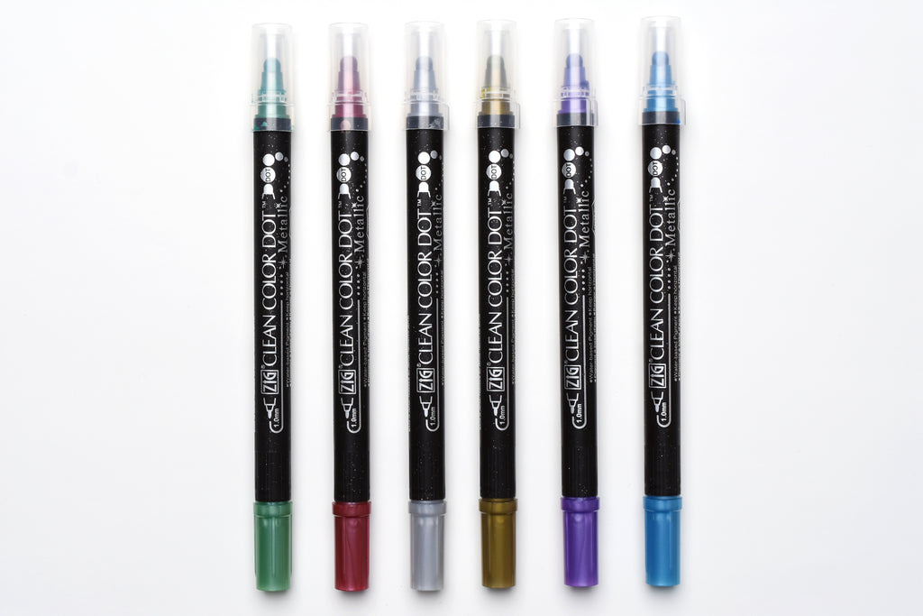 Kuretake ZIG Clean Color Dot Marker - Metallic - Set of 6 – Yoseka  Stationery