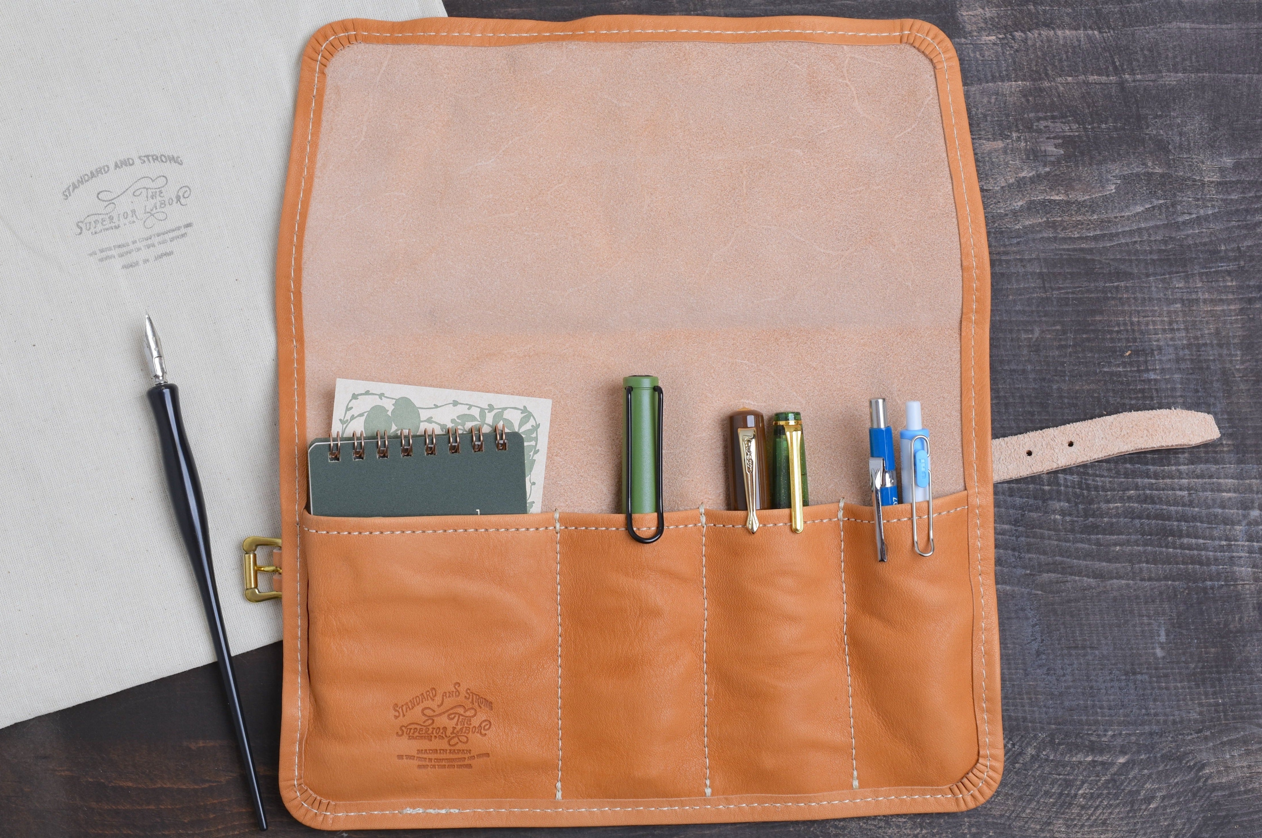 The Superior Labor Leather Roll Pen Case Natural – Yoseka Stationery