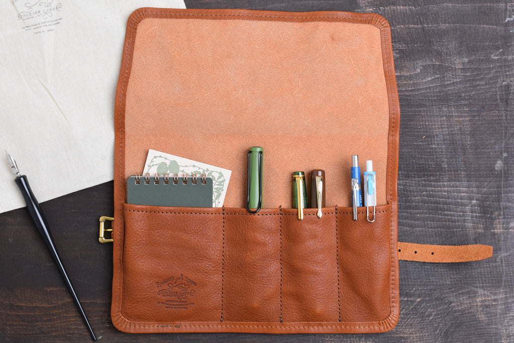 The Superior Labor Leather Roll Pen Case - Light Brown – Yoseka Stationery
