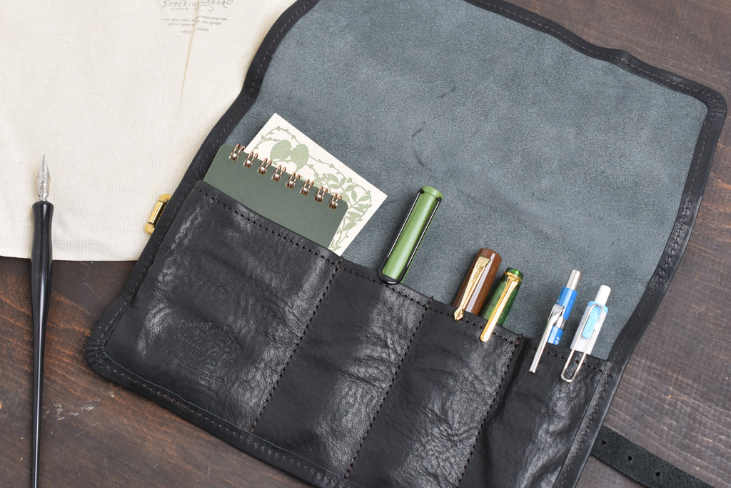The Superior Labor Leather Roll Pen Case - Yoseka Green – Yoseka Stationery