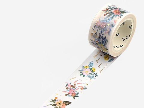 BGM Washi Tape - Flowers and Water Drops