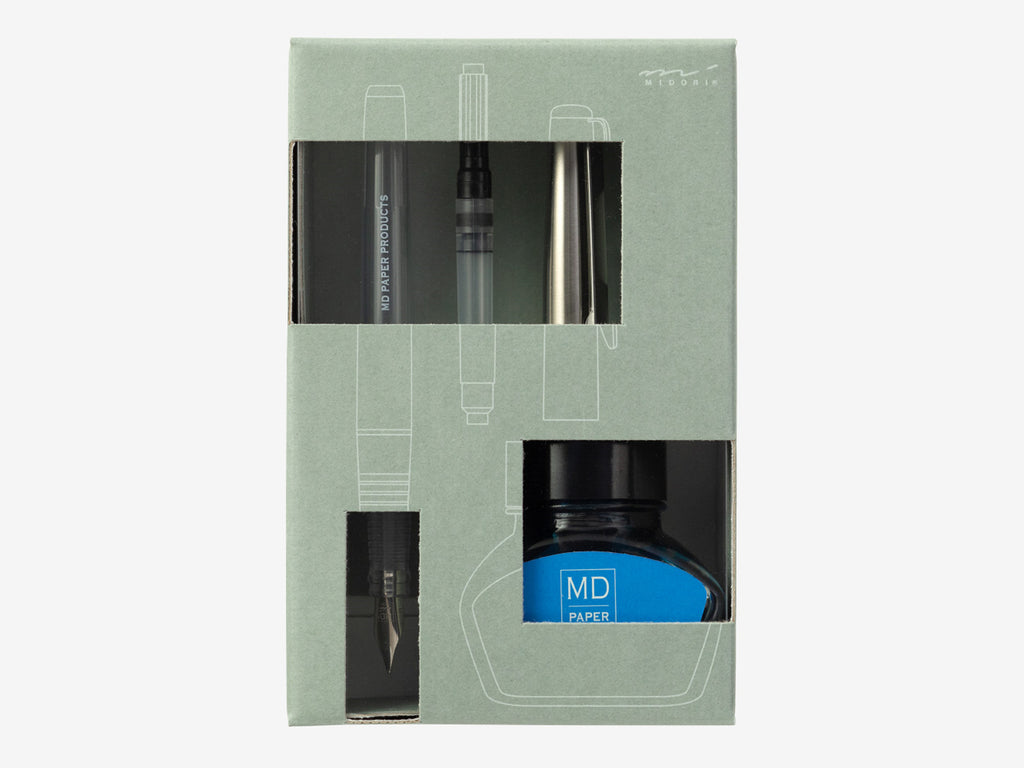 Midori MD Fountain Pen with Bottled Ink Limited Edition Blue