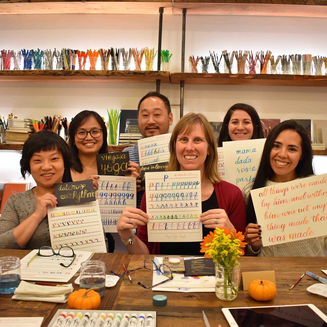 Fun watercolor lettering workshop night!