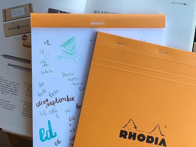 The orange Rhodia pad
