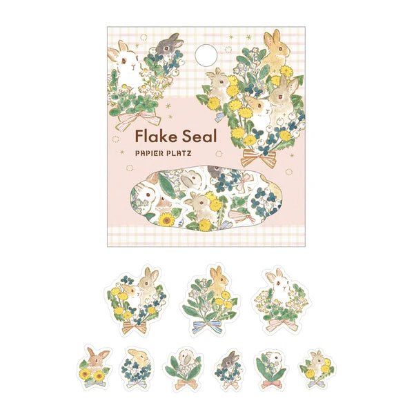 Papier Platz x Moriyama Motoko - Bunnies and Flowers Flake Stickers