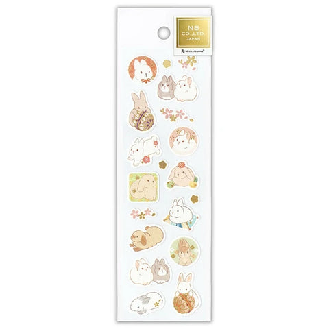 NB - Japanese Style Sticker Sheet - Flower Rabbit