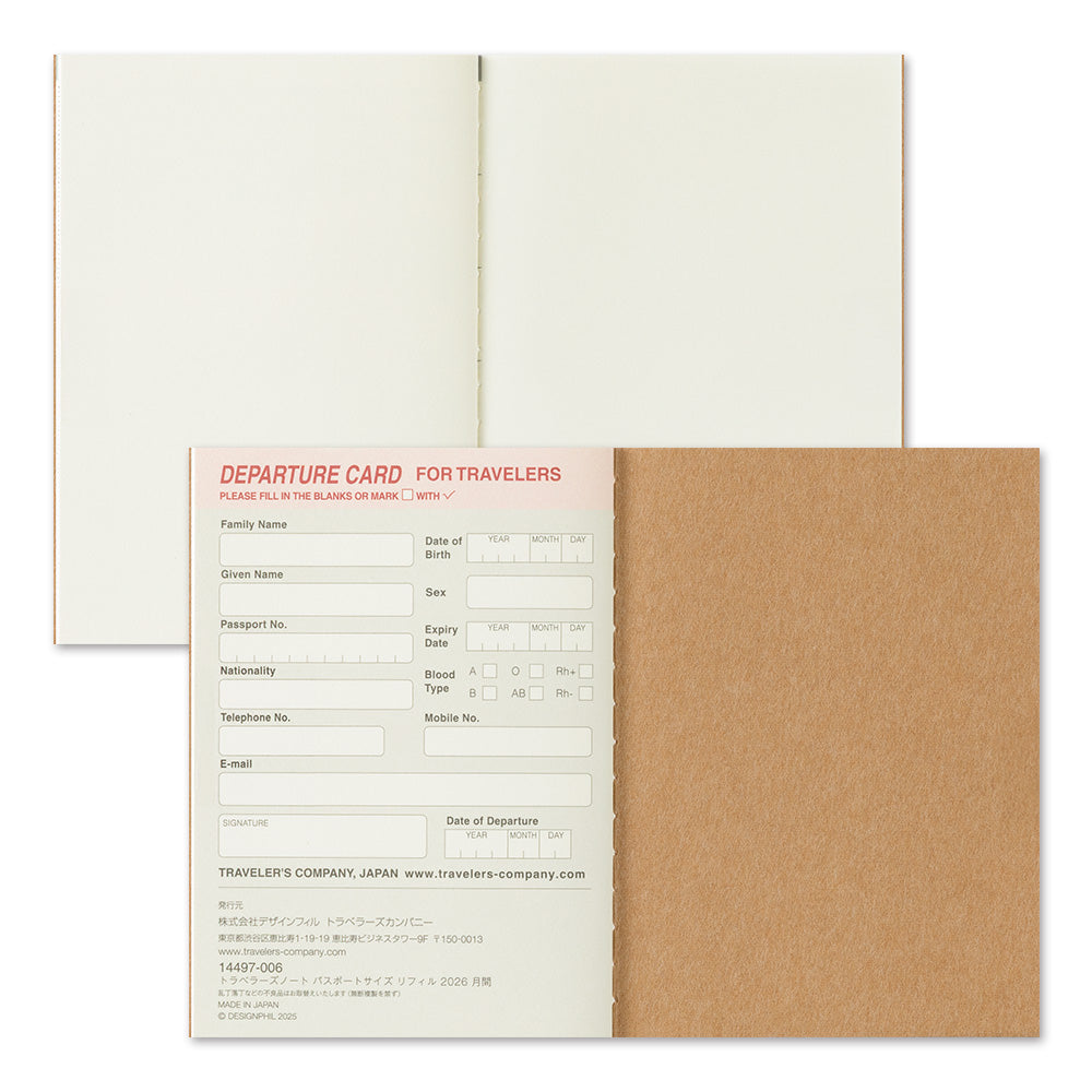 TRAVELER'S Notebook Passport Size 2026 Monthly – Yoseka Stationery