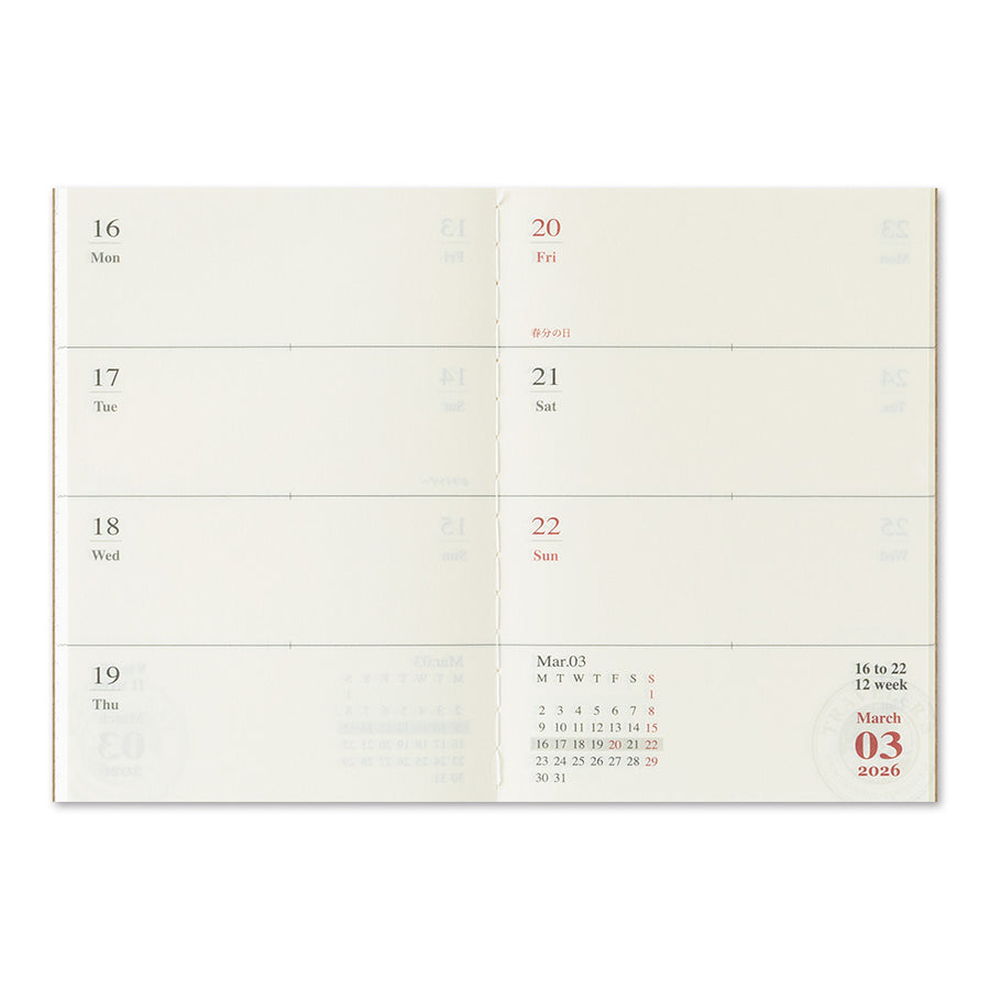 TRAVELER'S Notebook Passport Size 2026 Weekly