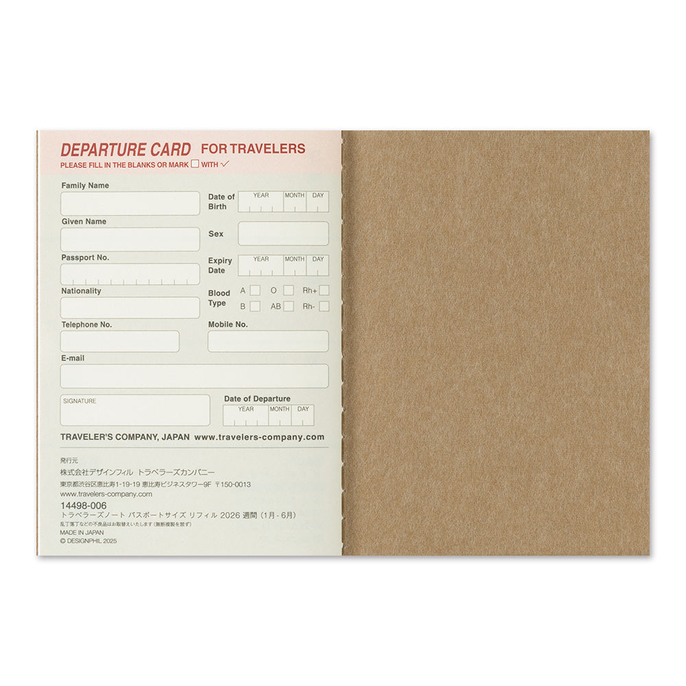TRAVELER'S Notebook Passport Size 2026 Weekly – Yoseka Stationery