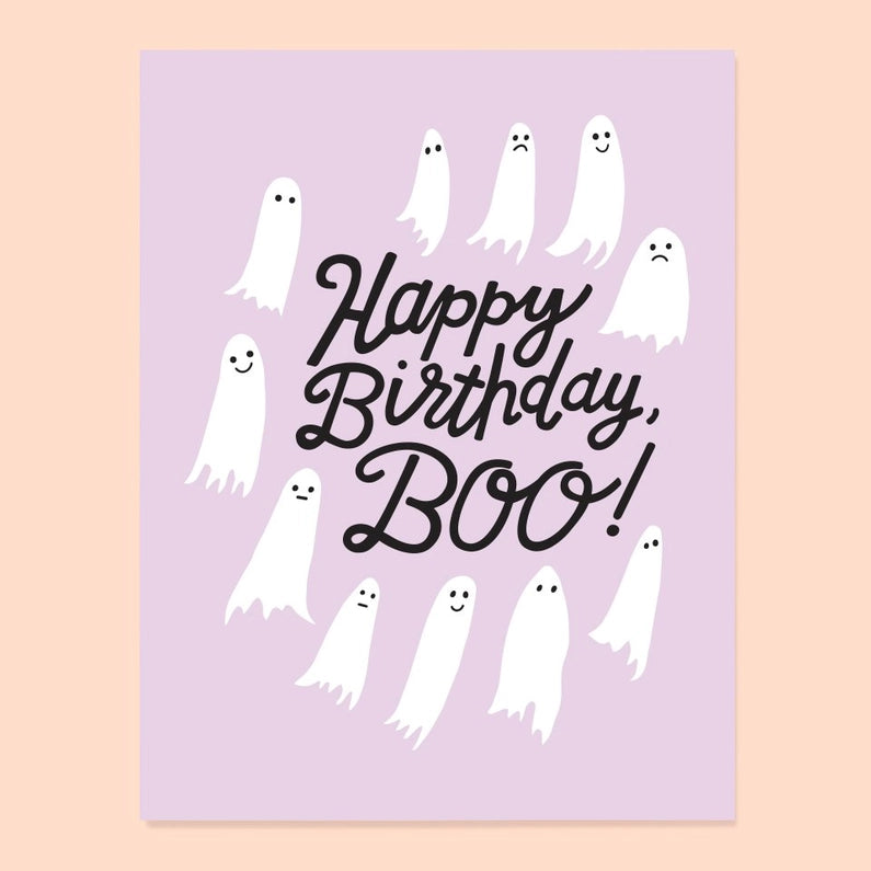 Elegant Birthday Boo card with artistic floral design