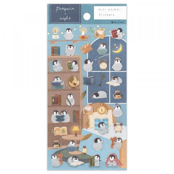 NB -  Penguin x night Large Transparent Sticker Sheet - Chill Penguin