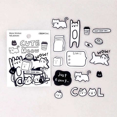 BGM YURUKU IKO-YO! Mixed Flake Sticker - Cute Meow