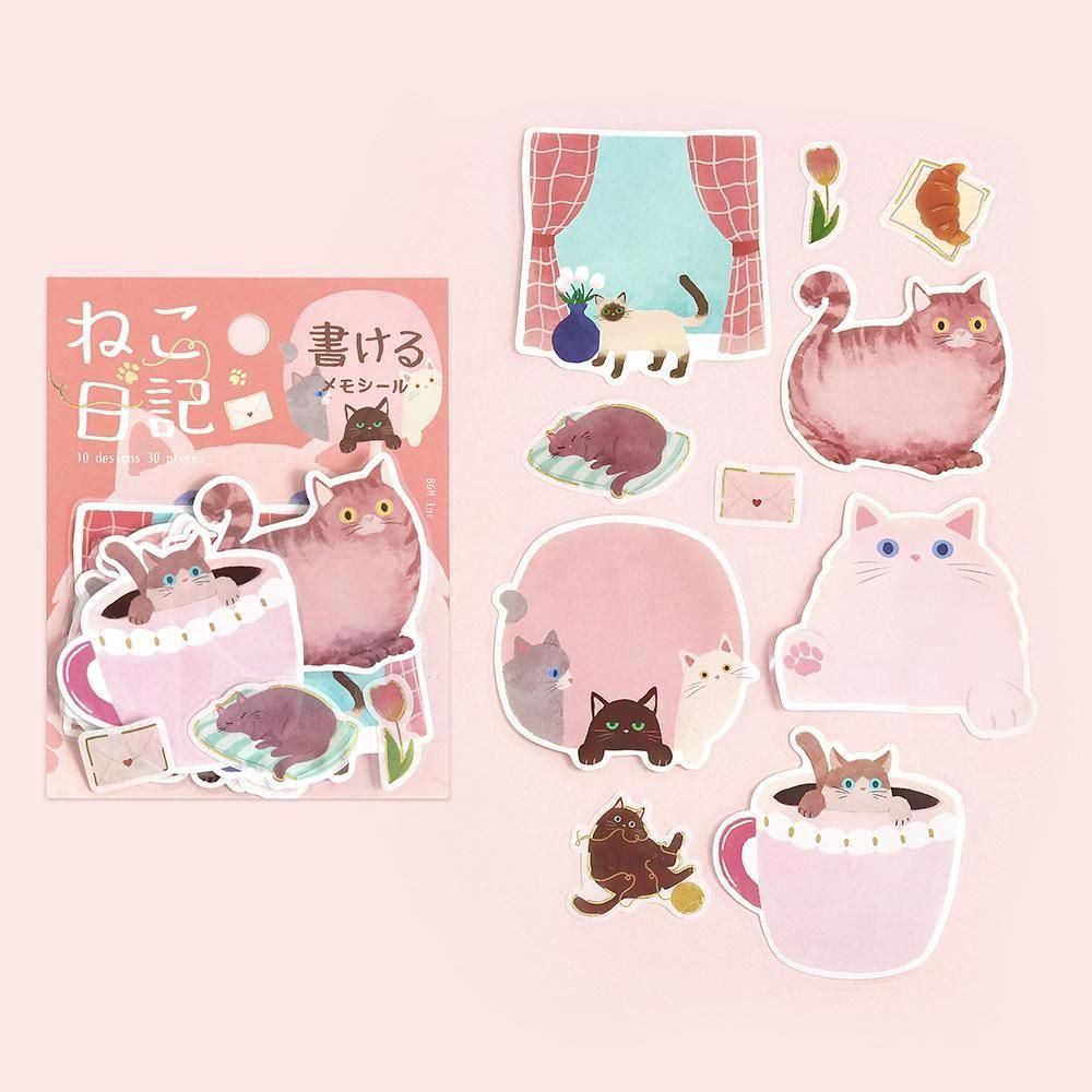 BGM Flake Sticker - Memo - Cat Diary - Pink (Coming Soon)
