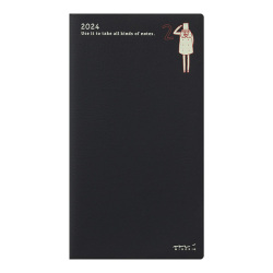 Midori Pocket Diary Slim - 2024 - Ojisan - Black