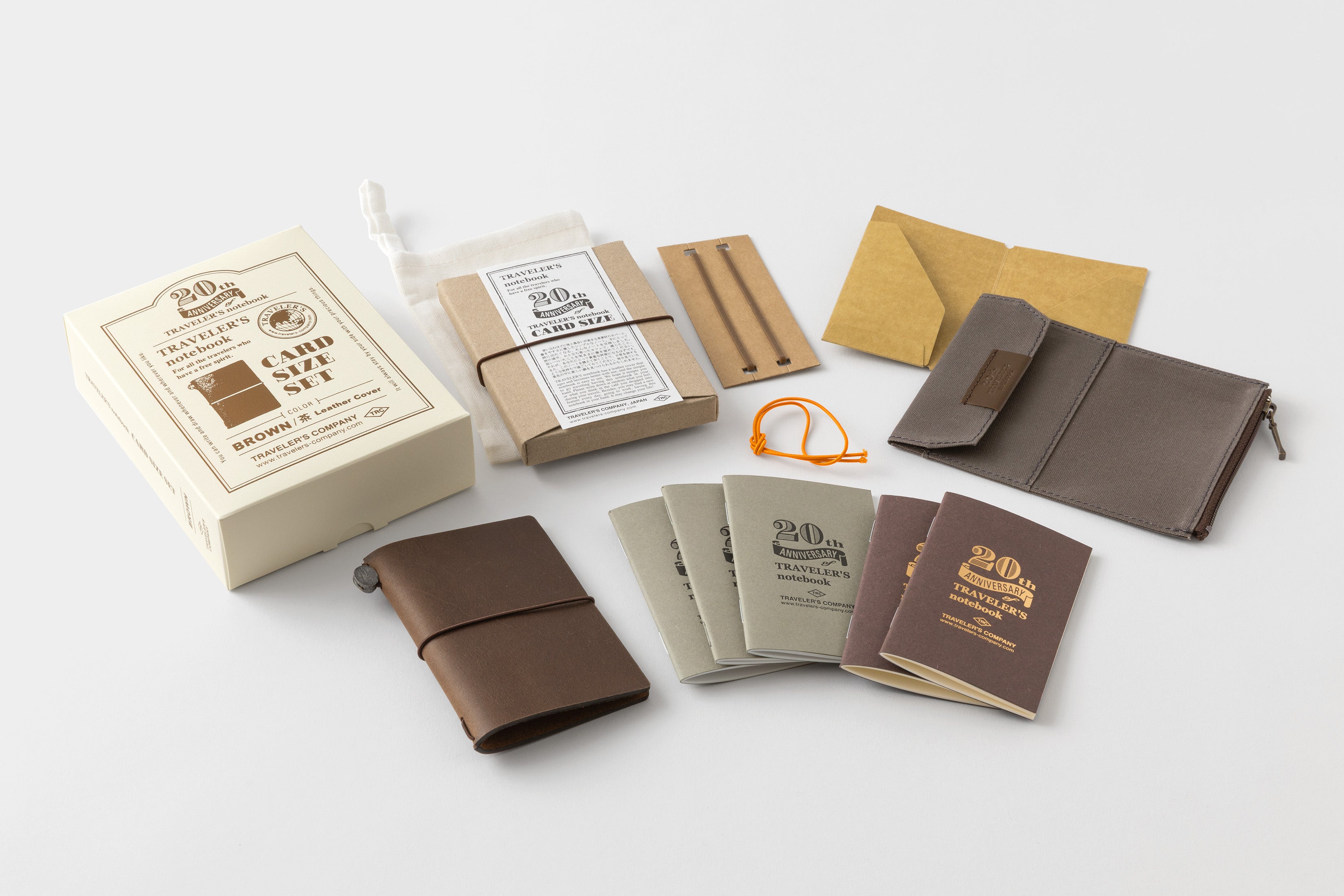 TRAVELER'S Notebook - Card Size - 20th Anniversary Set - Brown - Limit 1 Per Person (Pre-Order Starts Mar 5; Ships Apr 23)