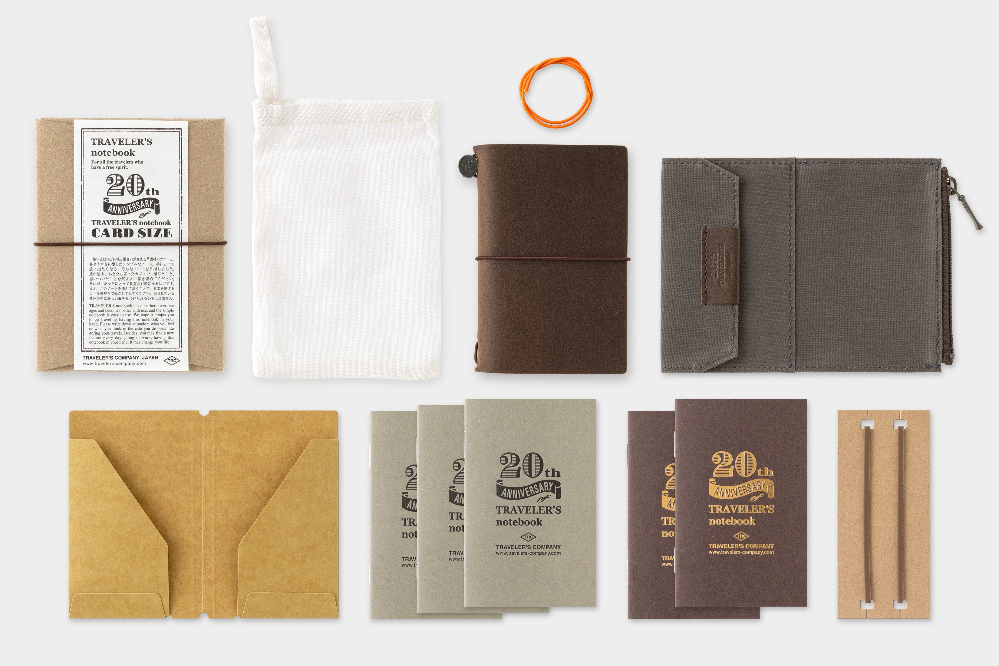 TRAVELER'S Notebook - Card Size - 20th Anniversary Set - Brown - Limit 1 Per Person (Pre-Order Starts Mar 5; Ships Apr 23)