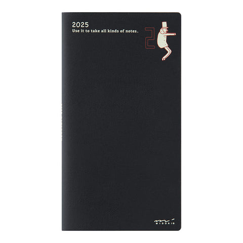 Midori Pocket Diary Slim - 2025 - Ojisan - Black