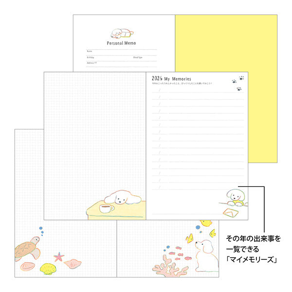 Midori Pocket Diary 2026 - Dog - B6 – Yoseka Stationery