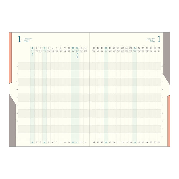 Midori Double Schedule Diary Progress - 2026 - B6 – Yoseka Stationery