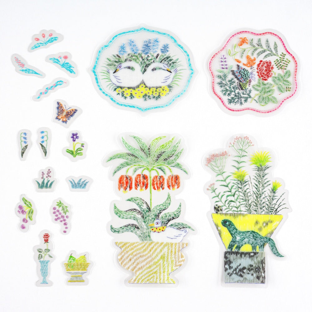 Hobonichi 2026 Transparent Embroidery Sticker Set - iyo okumi: My Garden