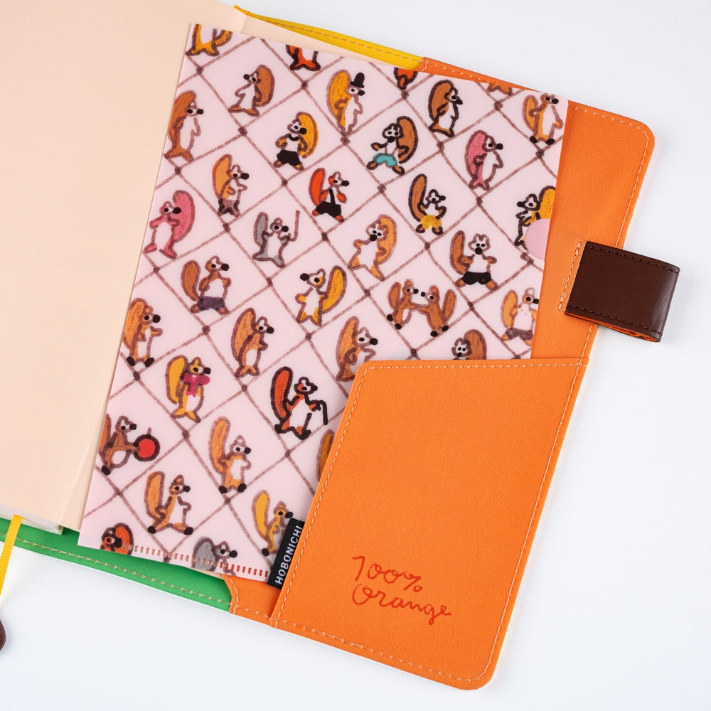 Hobonichi 2026 Folder Set of 2 - 100%ORANGE: Squirrel Squadron - A5 Size
