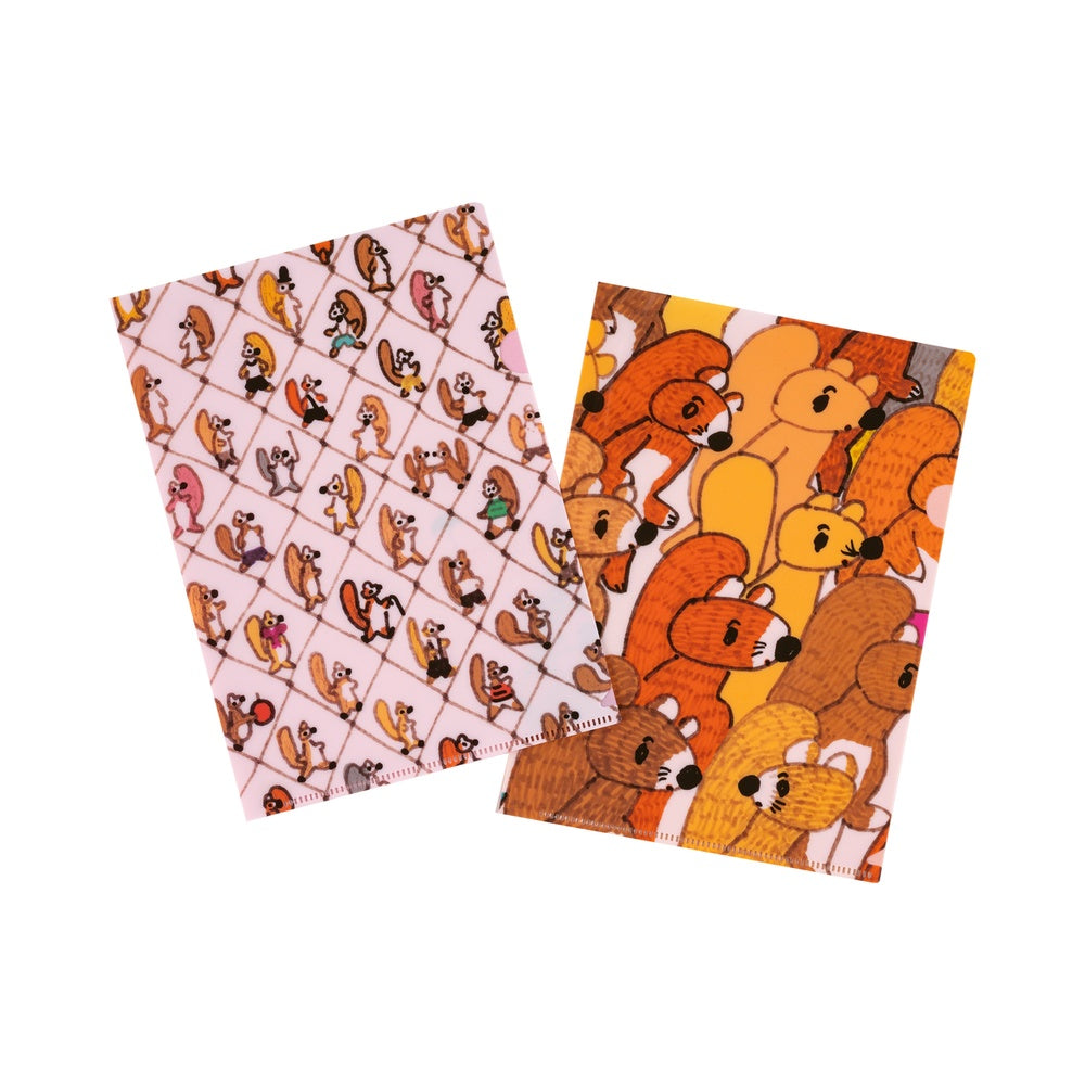 Hobonichi 2026 Folder Set of 2 - 100%ORANGE: Squirrel Squadron - A5 Size