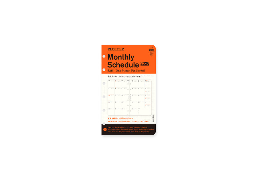 PLOTTER Schedule Refill 2026 - Monthly - Mini Size