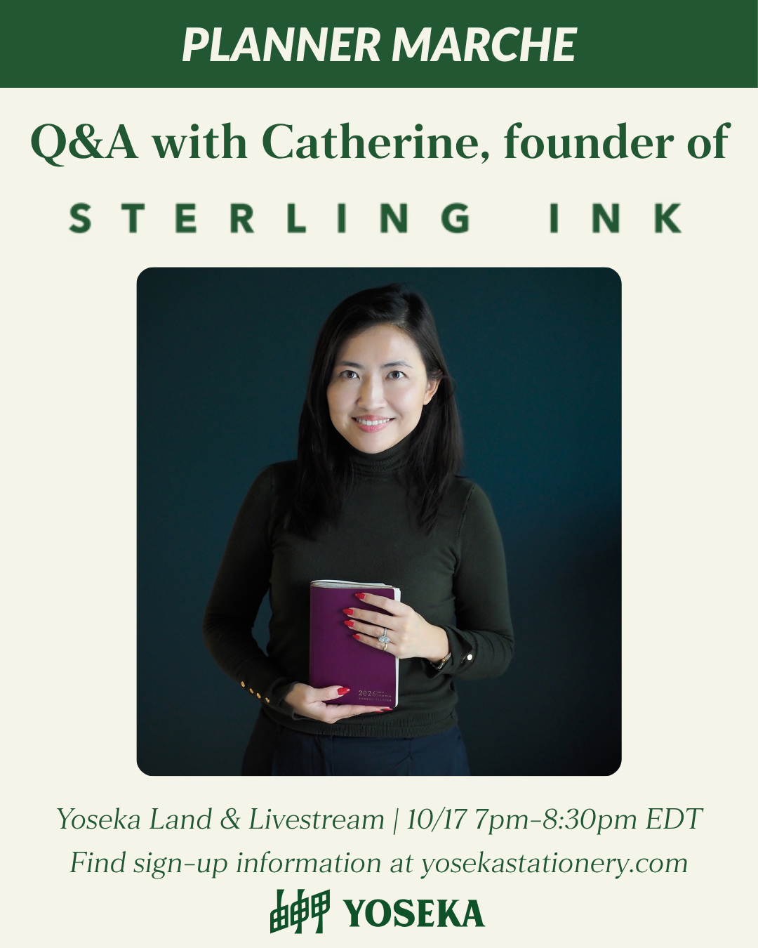 Q&A with Catherine from Sterling Ink | 10/17 7pm-8:30pm EDT