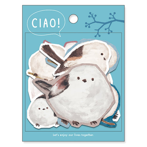 Mind Wave Flake Sticker - Ciao - Shima Enaga (Long-tailed Tit Bird)