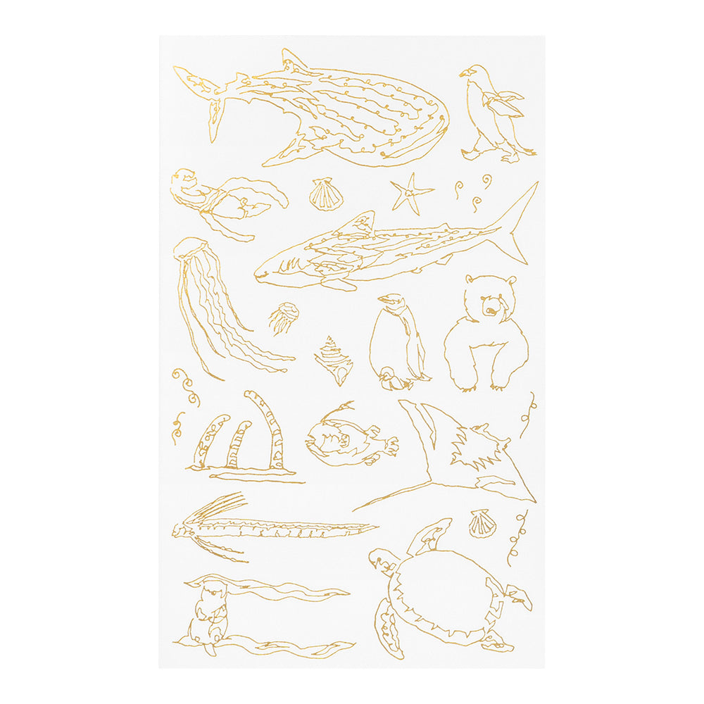 Midori Foil Transfer Stickers for Journaling - Sea Creatures