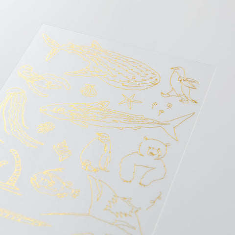 Midori Foil Transfer Stickers for Journaling - Sea Creatures