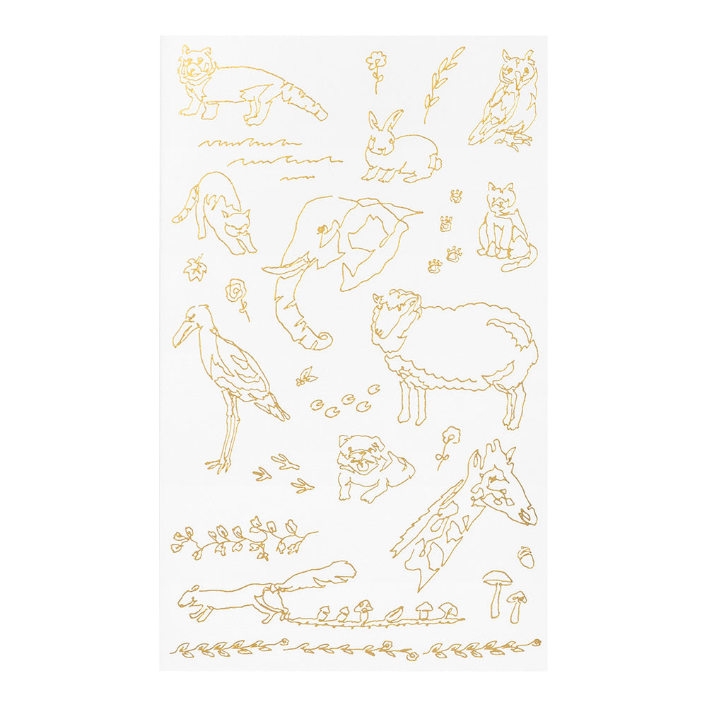 Midori Foil Transfer Stickers for Journaling - Land Animals