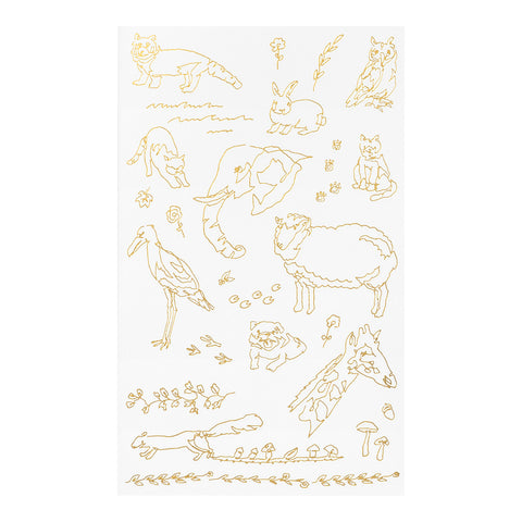 Midori Foil Transfer Stickers for Journaling - Land Animals