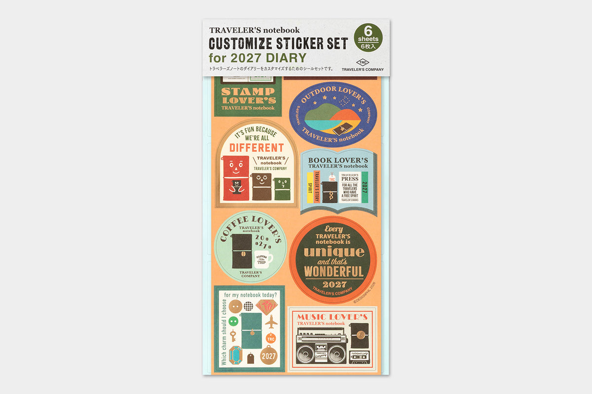 TRAVELER'S Notebook Customized Sticker Set for 2027 Diary (Pre-Order Starts Sept 7 @ 11am ET; Shipping Starts After 10/19)