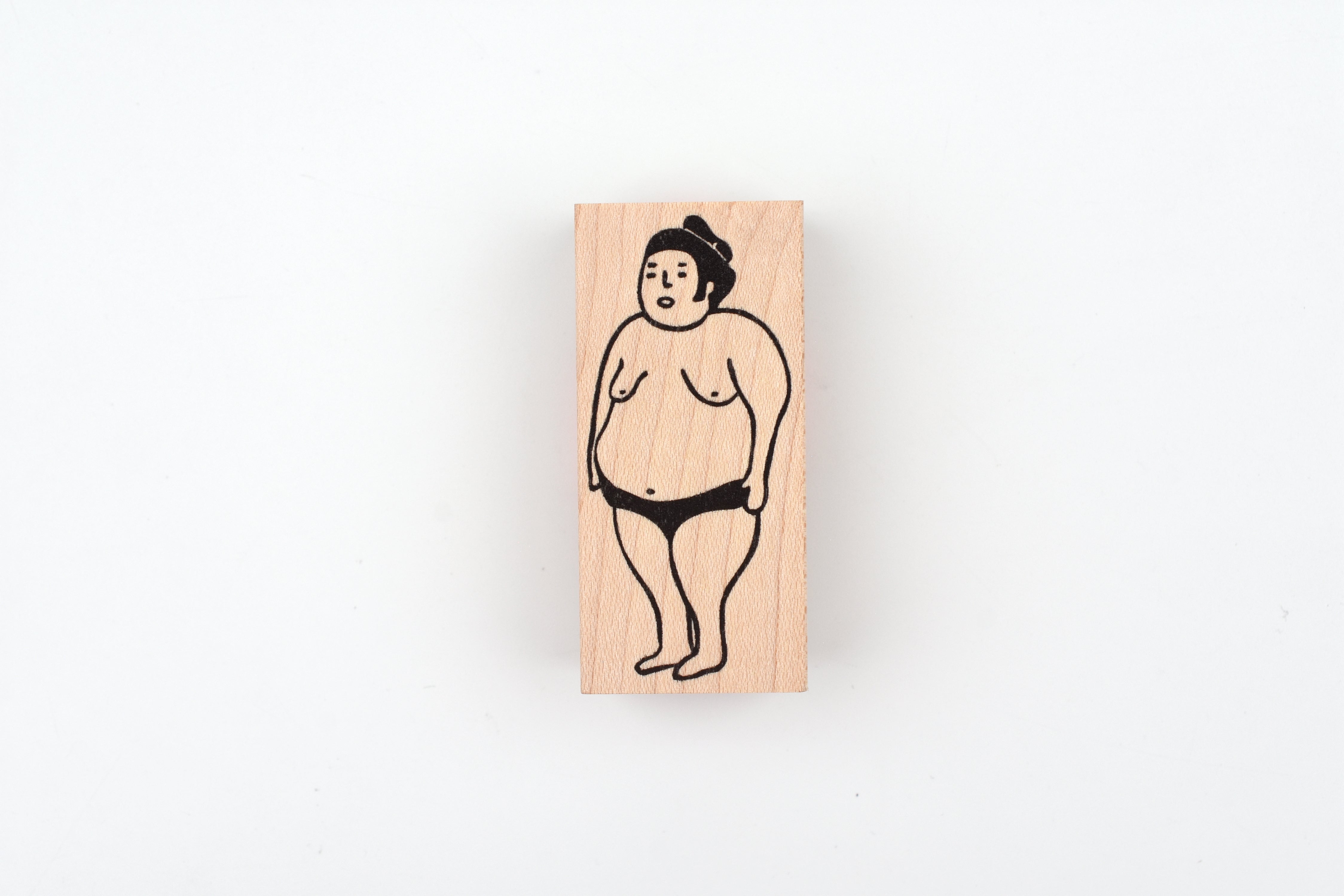 RiraRira Wooden Rubber Stamp - Standing Sumo Wrestler