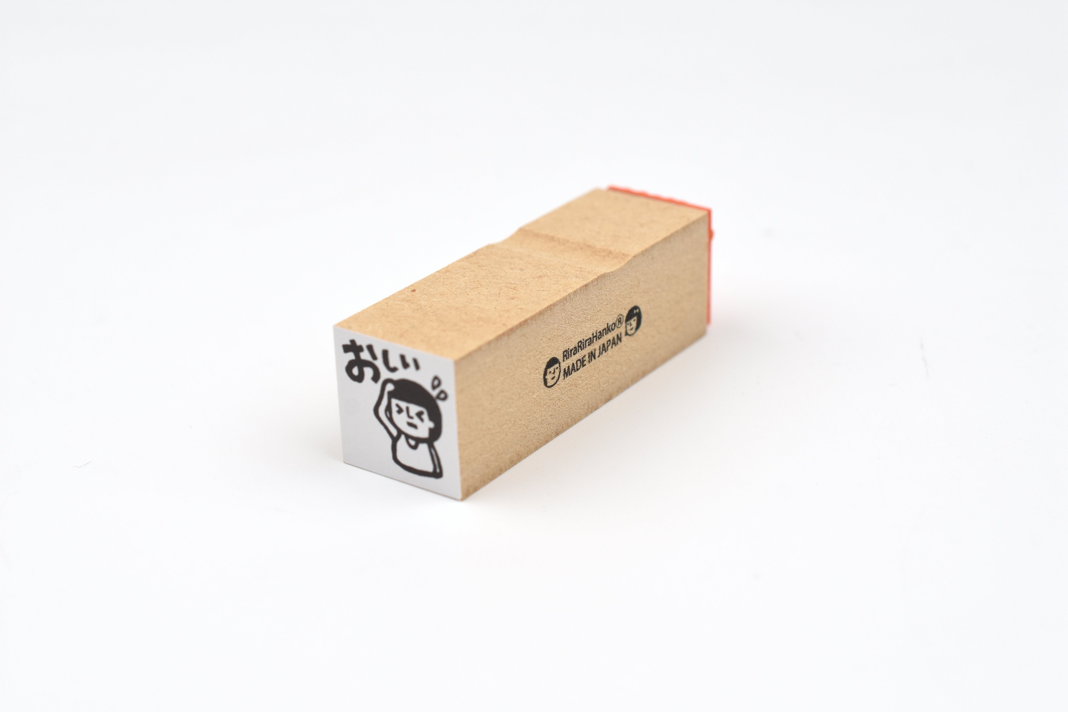 RiraRira Wooden Rubber Stamp - Mamoru-kun - Oshii (That was so close!)