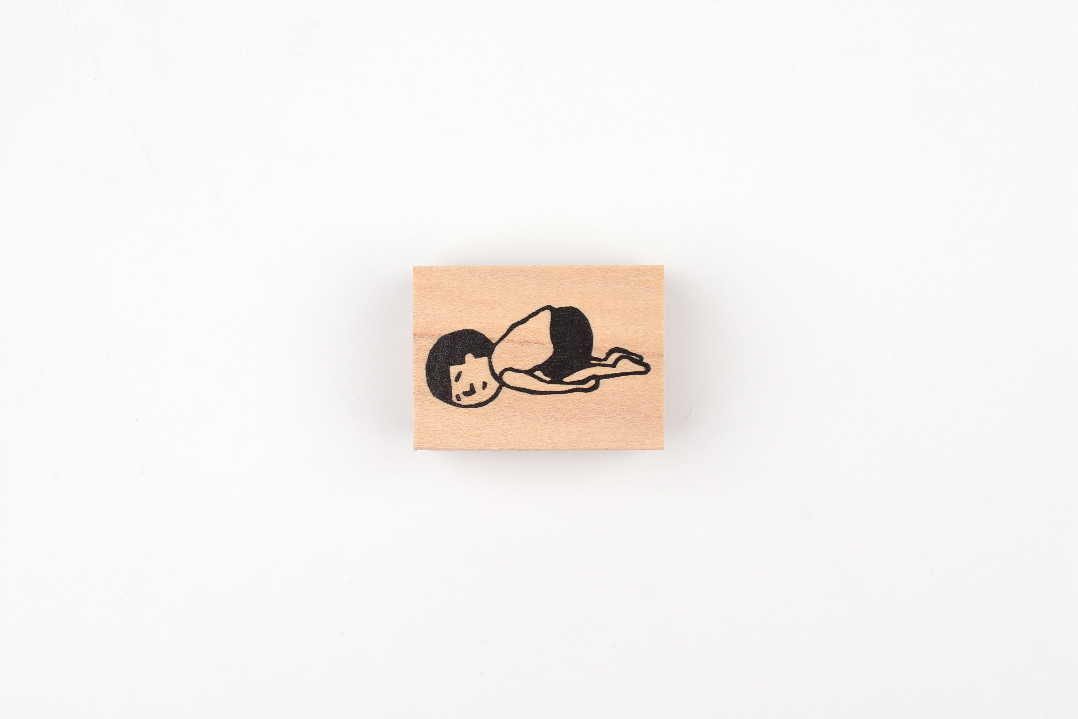 RiraRira Wooden Rubber Stamp - Tired Mamoru-kun