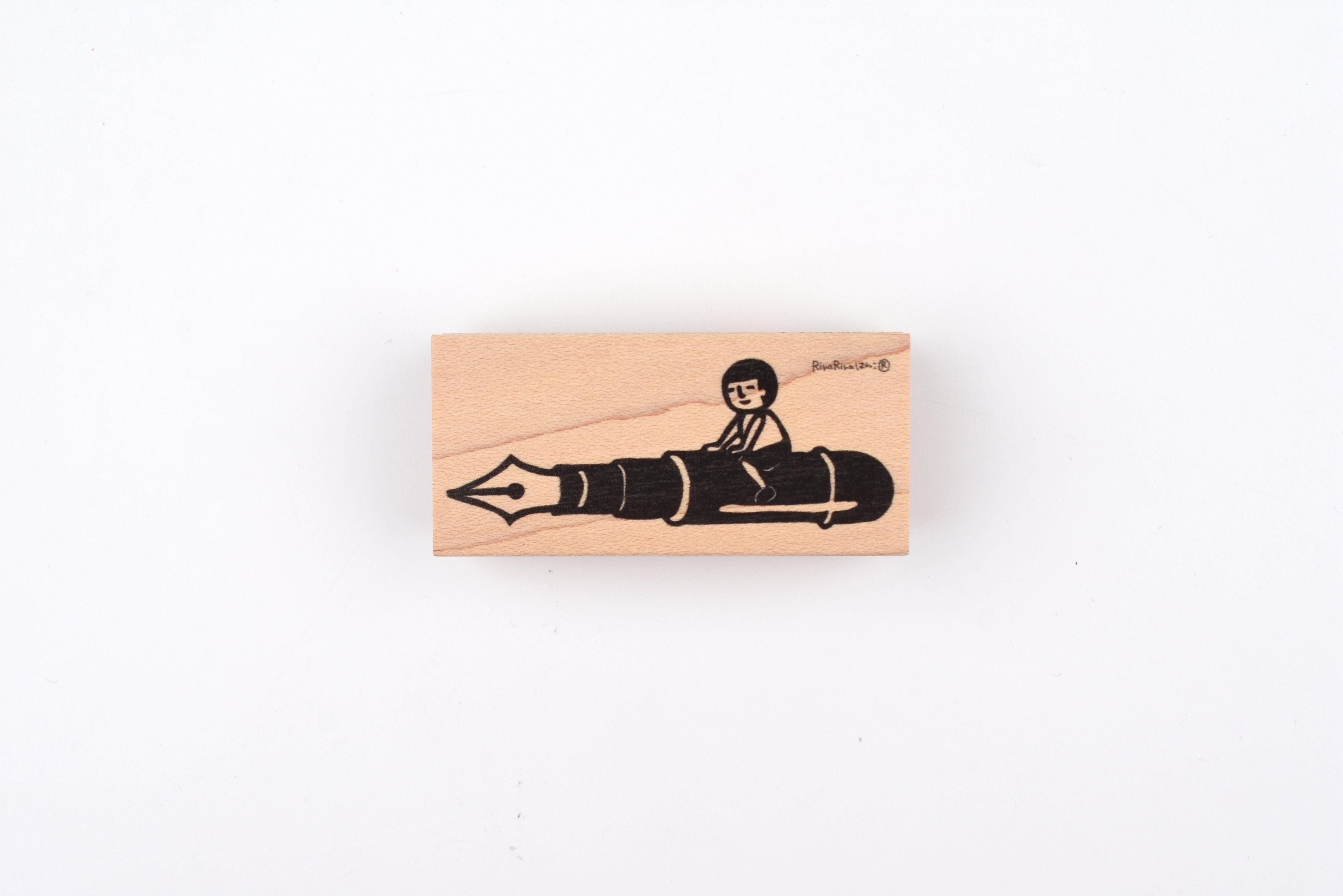 RiraRira Wooden Rubber Stamp - Mamoru-kun's Fountain Pen