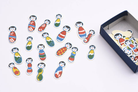 Classiky - Matchbox Small Flake Stickers - KOKESHI Doll