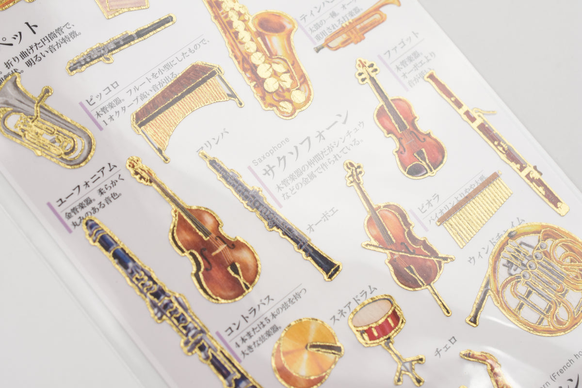 Instrument Sticker Book Kamio Adult Illustrated Picture Book Stickers - Musical Instrument ...